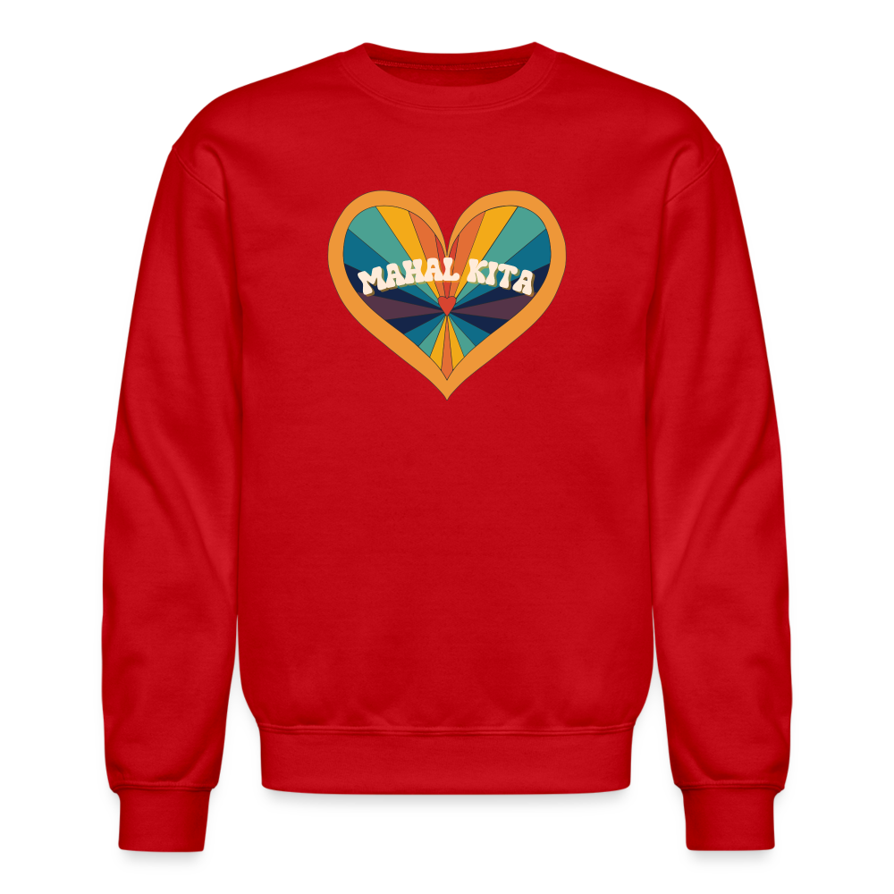 Mahal Kita Rainbow Heart Crewneck Sweatshirt - red