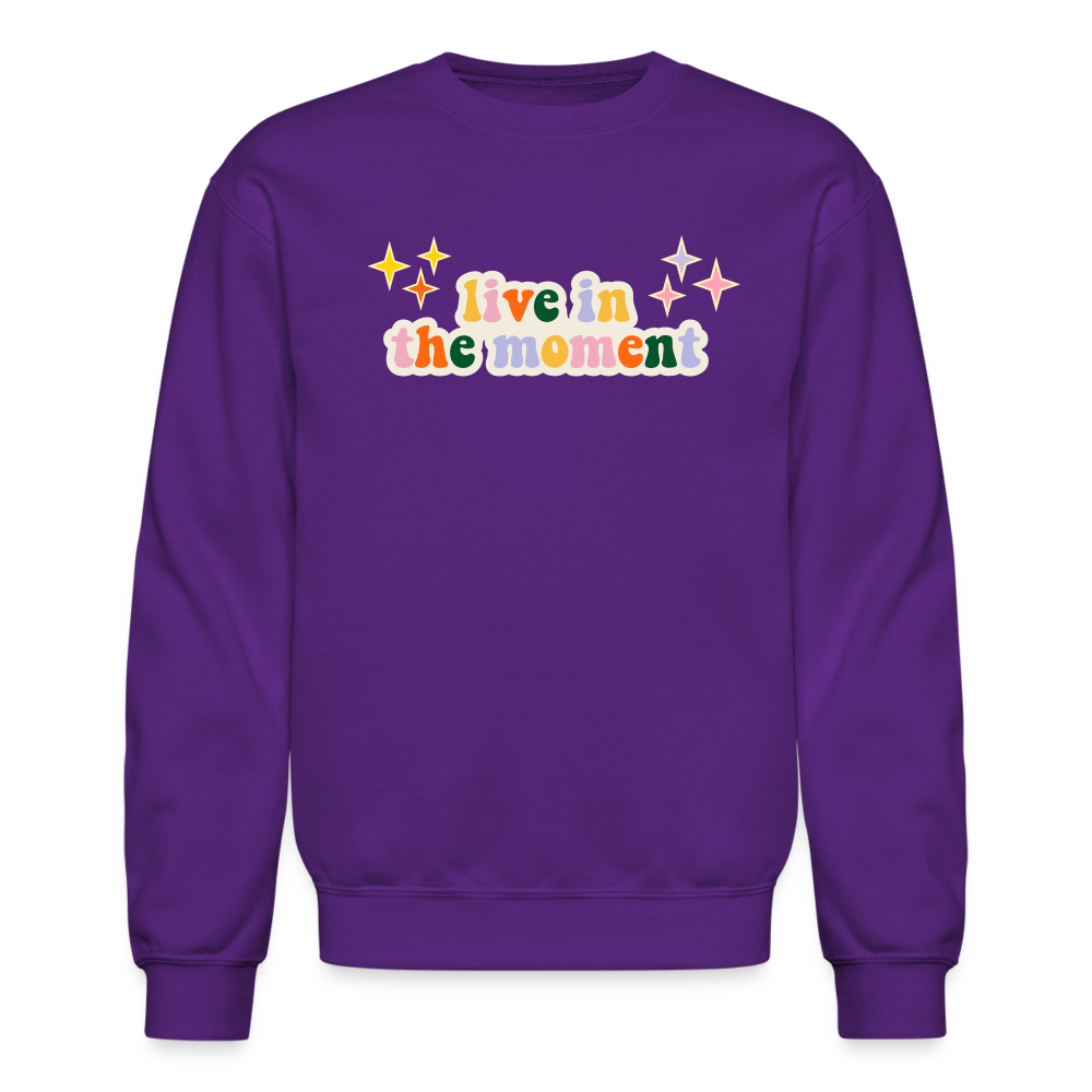 Live in the Moment Crewneck Sweatshirt - purple