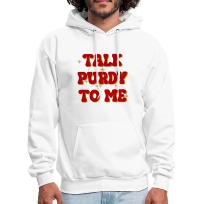 Talk Purdy To Me Men's Hoodie - white