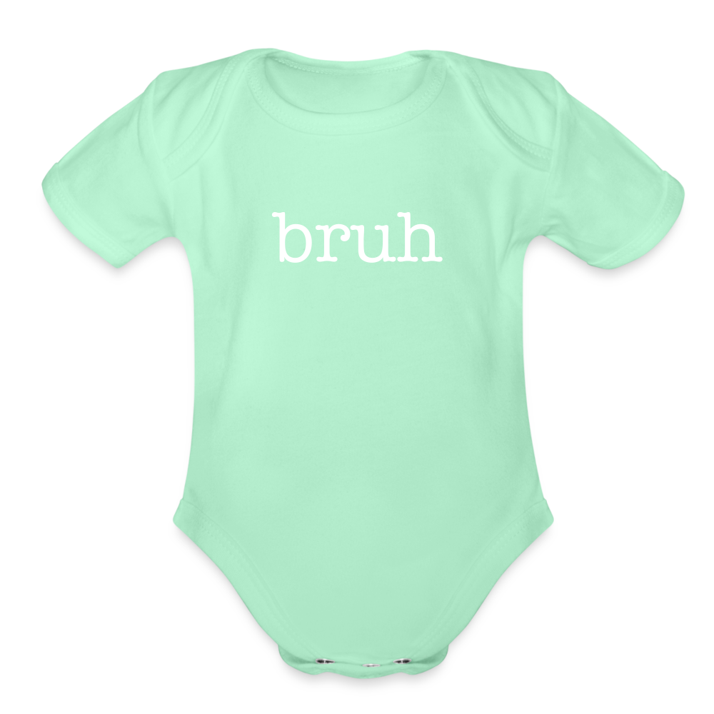 Bruh Organic Short Sleeve Baby Bodysuit - light mint