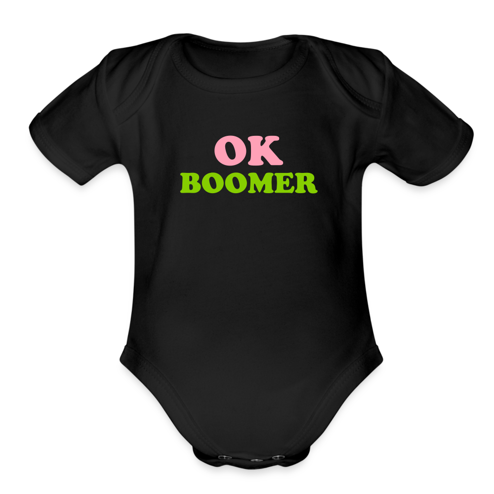 OK Boomer Organic Short Sleeve Baby Bodysuit - black