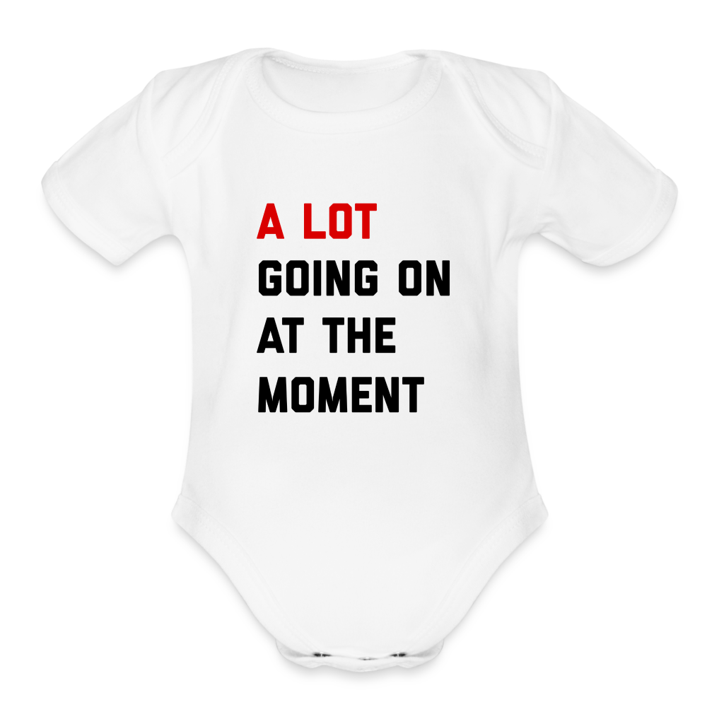 A Lot Going on at the Moment Taylor Swift Organic Short Sleeve Baby Bodysuit - white