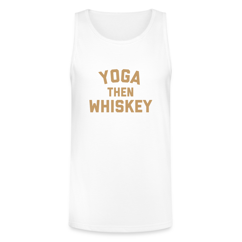 Yoga Then Whiskey Unisex Tri-Blend Organic Tank - white