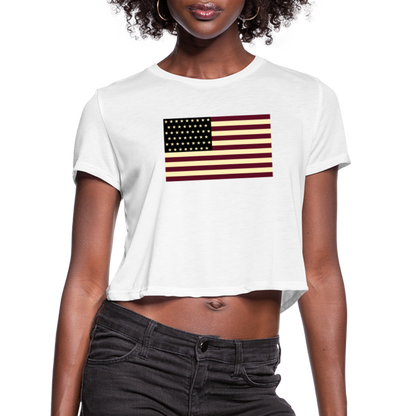 USA Flag Women's Cropped T-Shirt - white