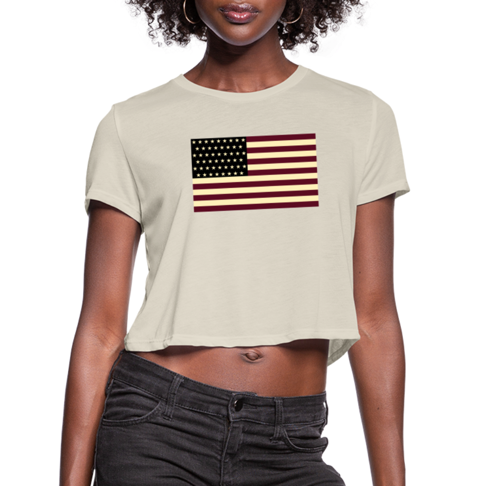 USA Flag Women's Cropped T-Shirt - dust