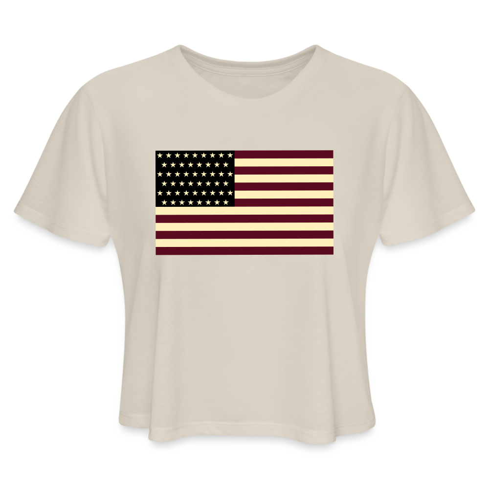 USA Flag Women's Cropped T-Shirt - dust