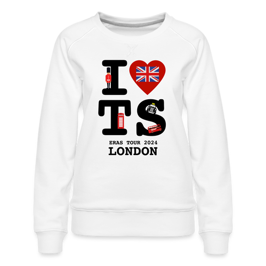 I Heart TS Eras London Taylor Women’s Premium Sweatshirt - white