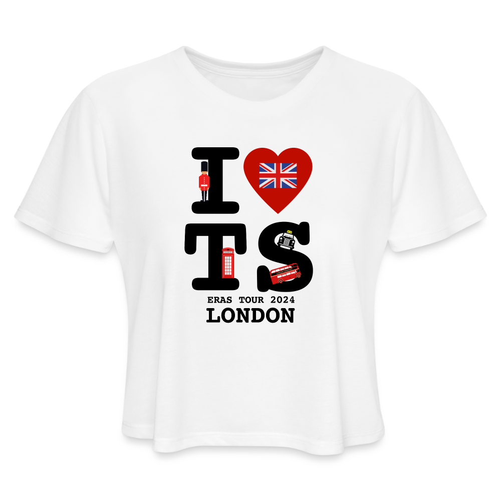 I Heart TS Eras London Taylor Women's Cropped T-Shirt - white