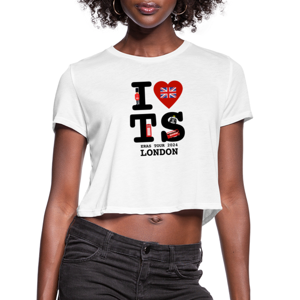 I Heart TS Eras London Taylor Women's Cropped T-Shirt - white