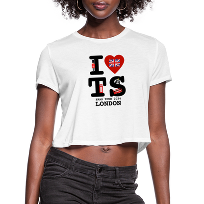I Heart TS Eras London Taylor Women's Cropped T-Shirt - white