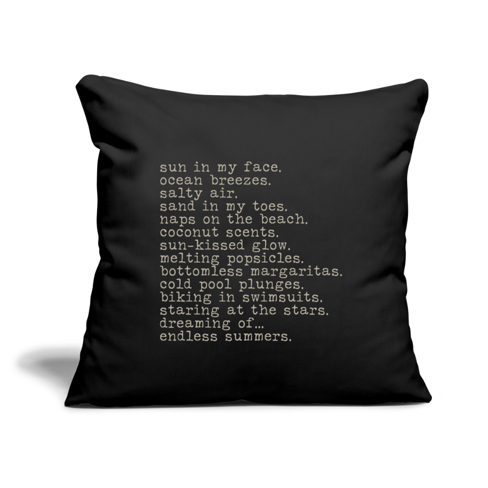 Endless Summers Throw Pillow Cover 18” x 18” - black