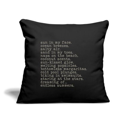 Endless Summers Throw Pillow Cover 18” x 18” - black