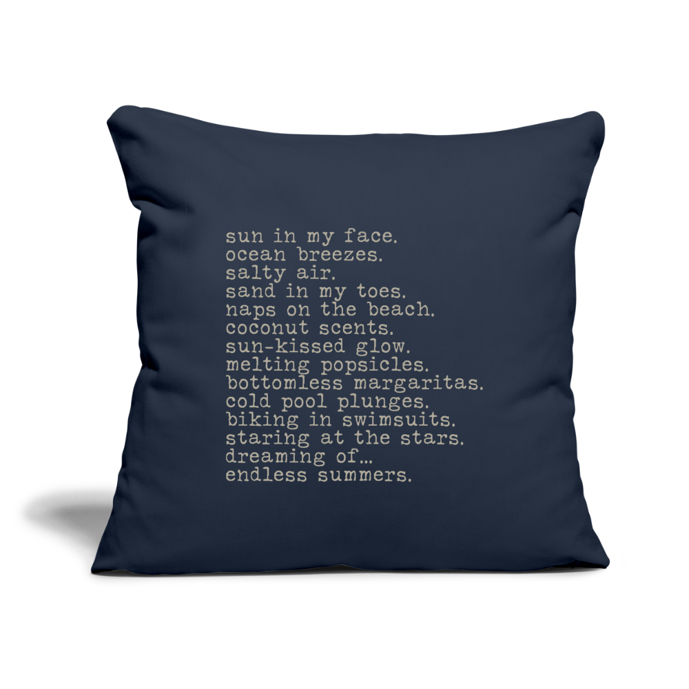 Endless Summers Throw Pillow Cover 18” x 18” - navy