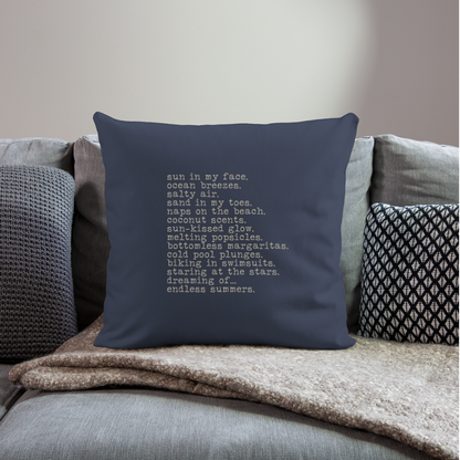 Endless Summers Throw Pillow Cover 18” x 18” - navy