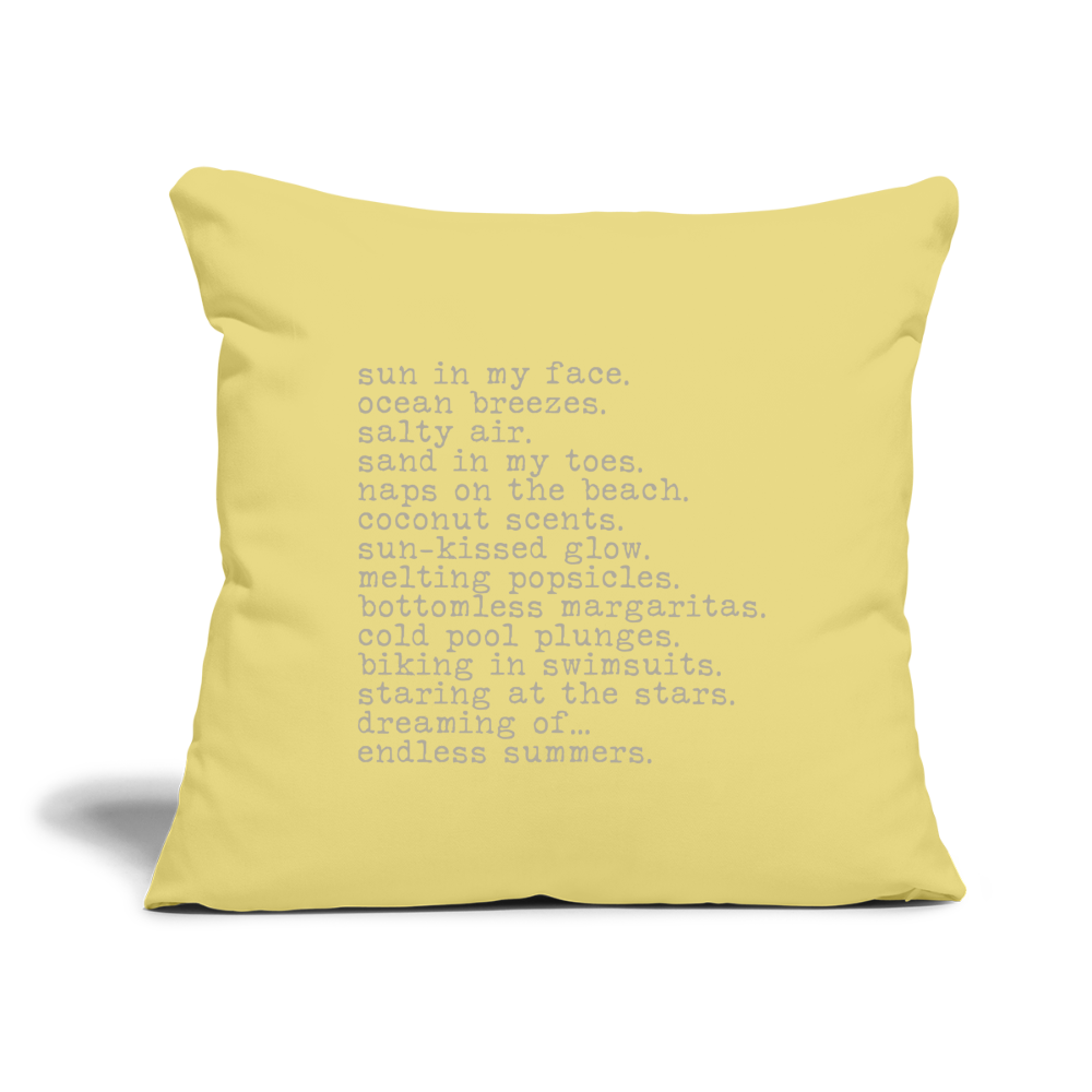 Endless Summers Throw Pillow Cover 18” x 18” - washed yellow