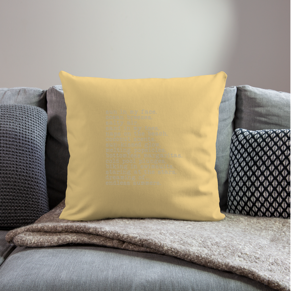 Endless Summers Throw Pillow Cover 18” x 18” - washed yellow