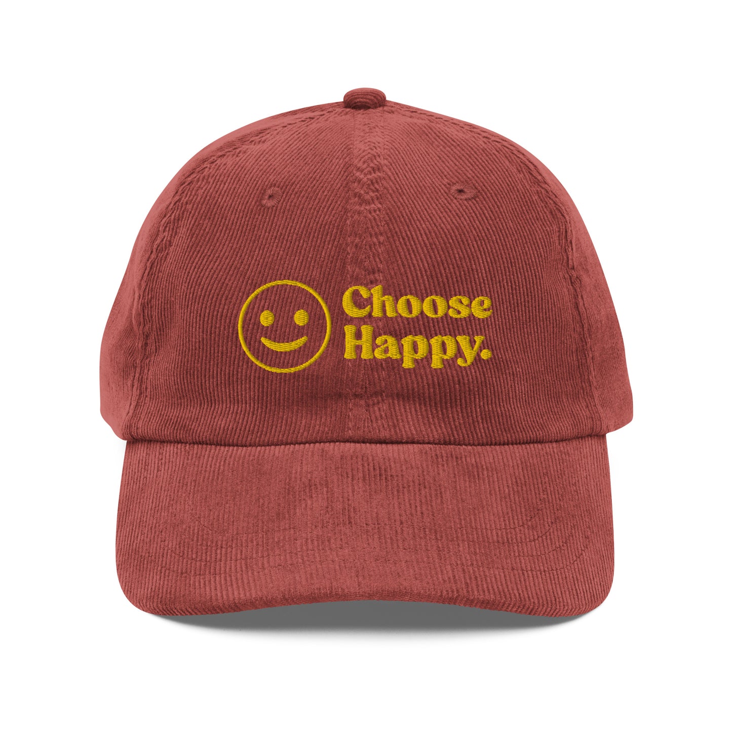 Choose Happy Embroidered Vintage corduroy cap