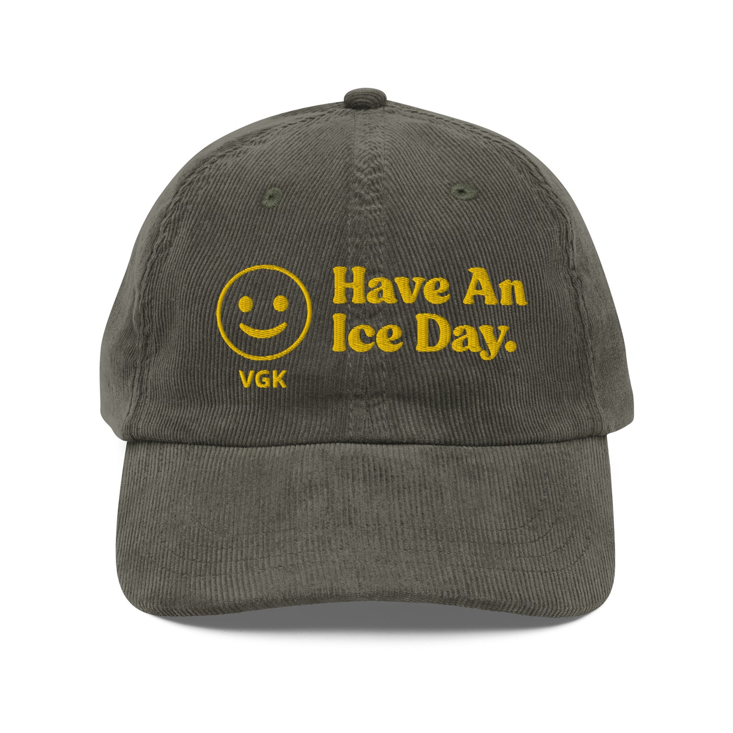 Have An Ice Day VGK Smiley Face Embroidered Vintage corduroy cap