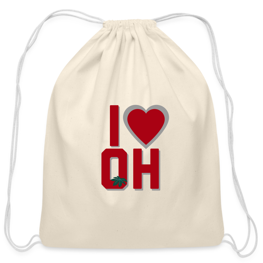 I Heart OH Cotton Drawstring Bag - natural