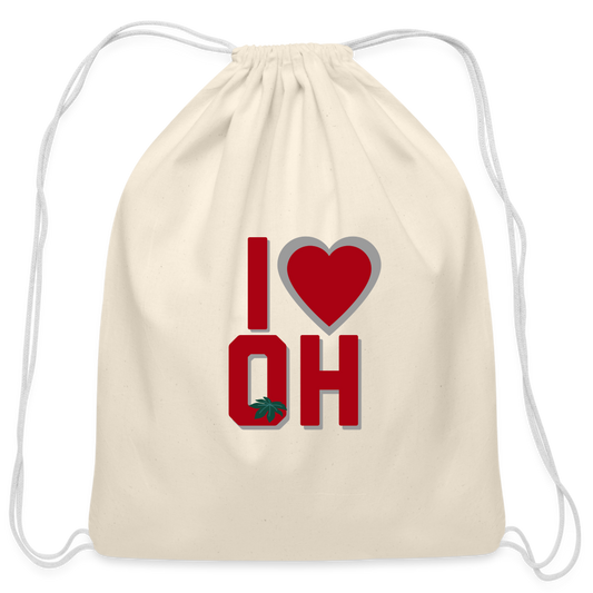 I Heart OH Cotton Drawstring Bag - natural