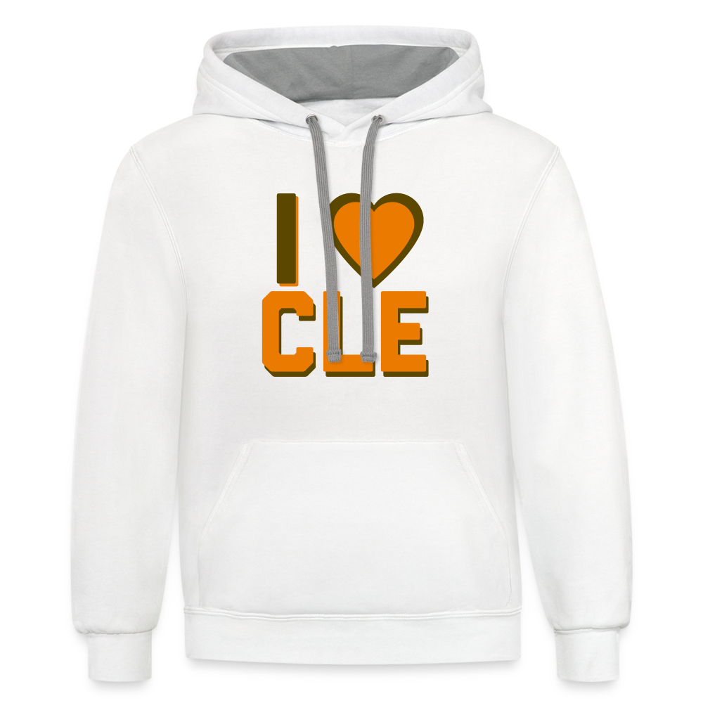 I Heart CLE Contrast Hoodie - white/gray