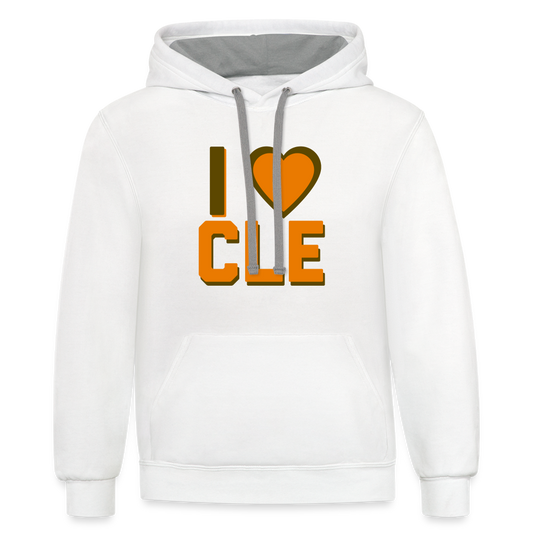 I Heart CLE Contrast Hoodie - white/gray