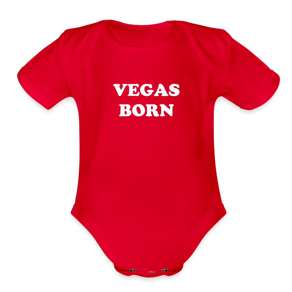 Vegas Born Onesie Organic Short Sleeve Baby Bodysuit - red