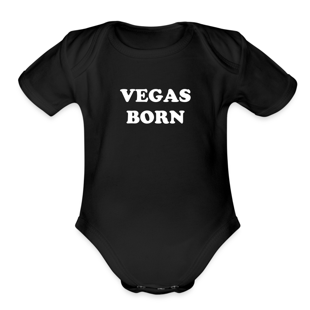 Vegas Born Onesie Organic Short Sleeve Baby Bodysuit - black