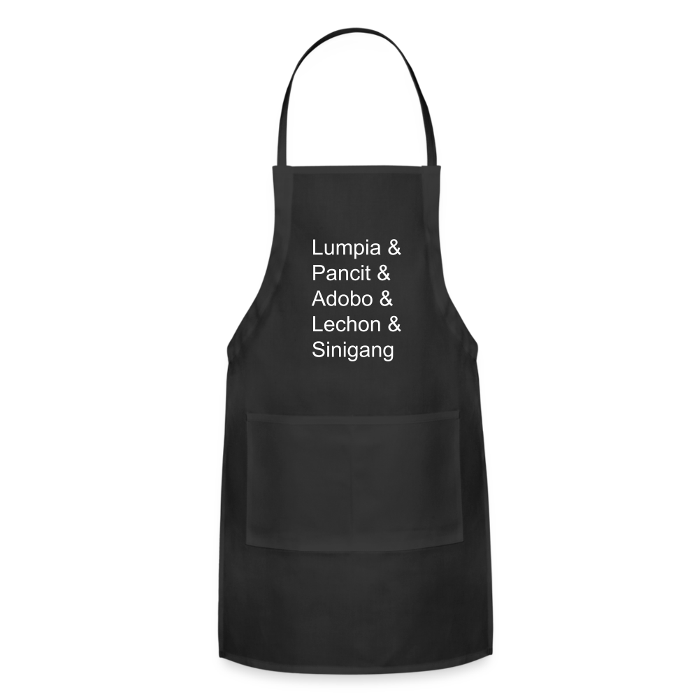 Lumpia & Pancit & Adobo & Lechon Adjustable Apron - black