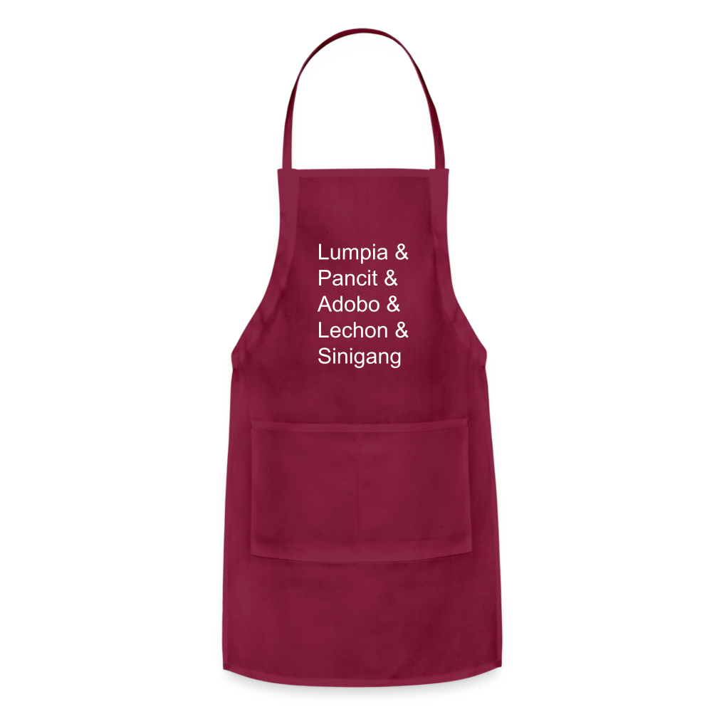 Lumpia & Pancit & Adobo & Lechon Adjustable Apron - burgundy