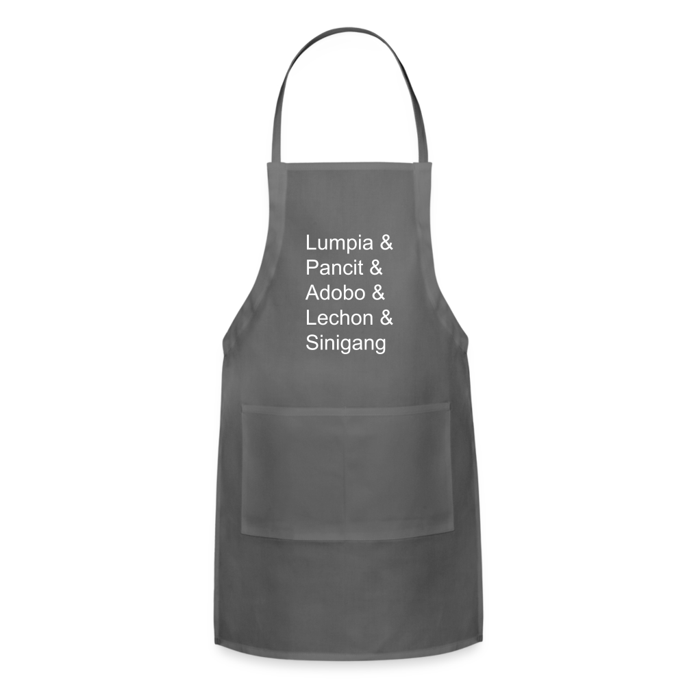 Lumpia & Pancit & Adobo & Lechon Adjustable Apron - charcoal