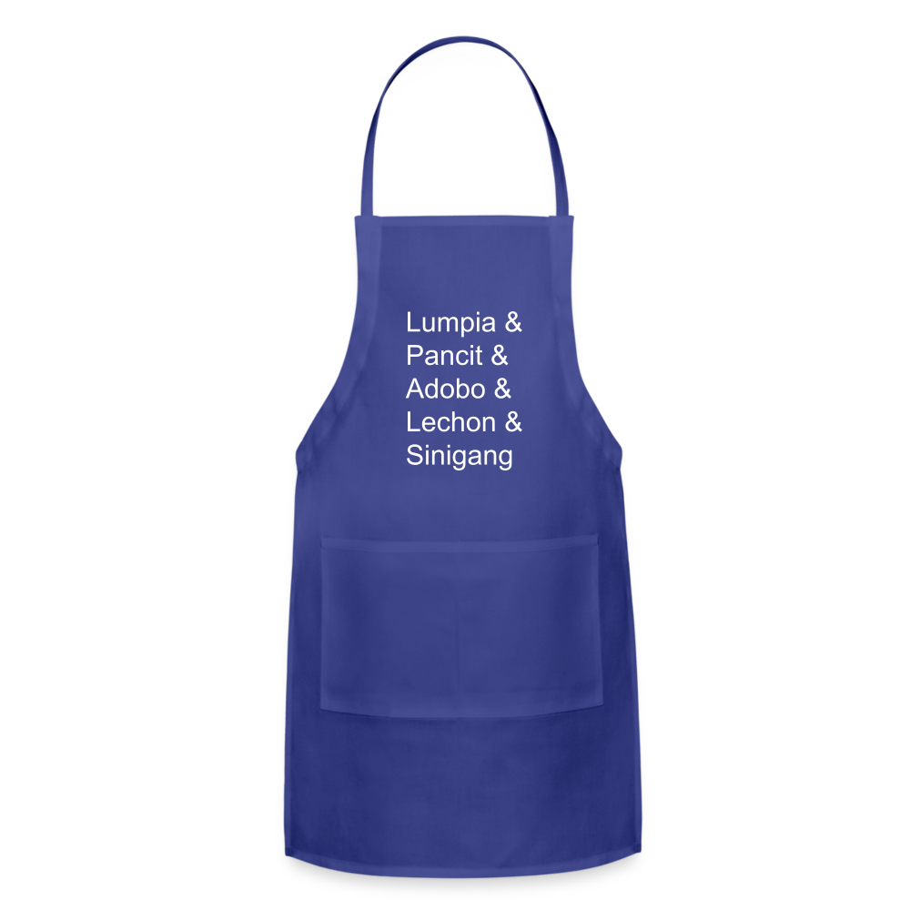 Lumpia & Pancit & Adobo & Lechon Adjustable Apron - royal blue
