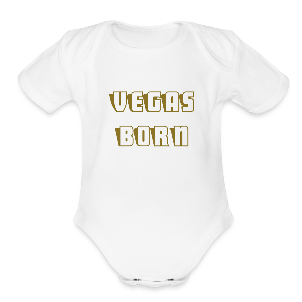 Vegas Born Organic Short Sleeve Baby Bodysuit - white