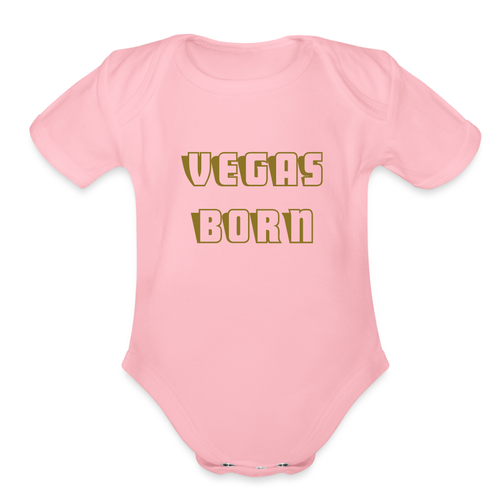Vegas Born Organic Short Sleeve Baby Bodysuit - light pink