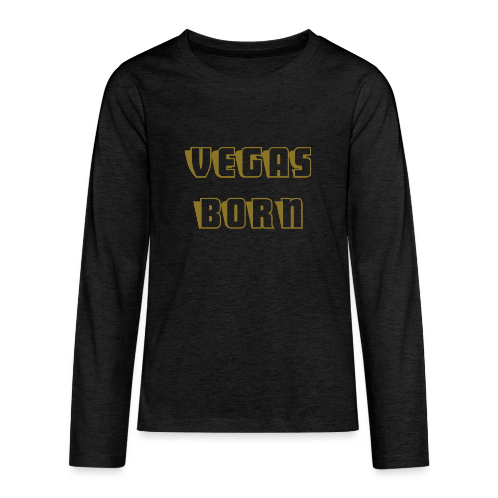 Vegas Born Kids' Premium Long Sleeve T-Shirt - charcoal grey