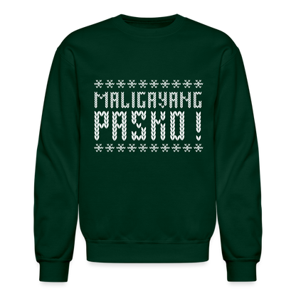 Maligayang Pasko! Ugly Crewneck Sweatshirt - forest green