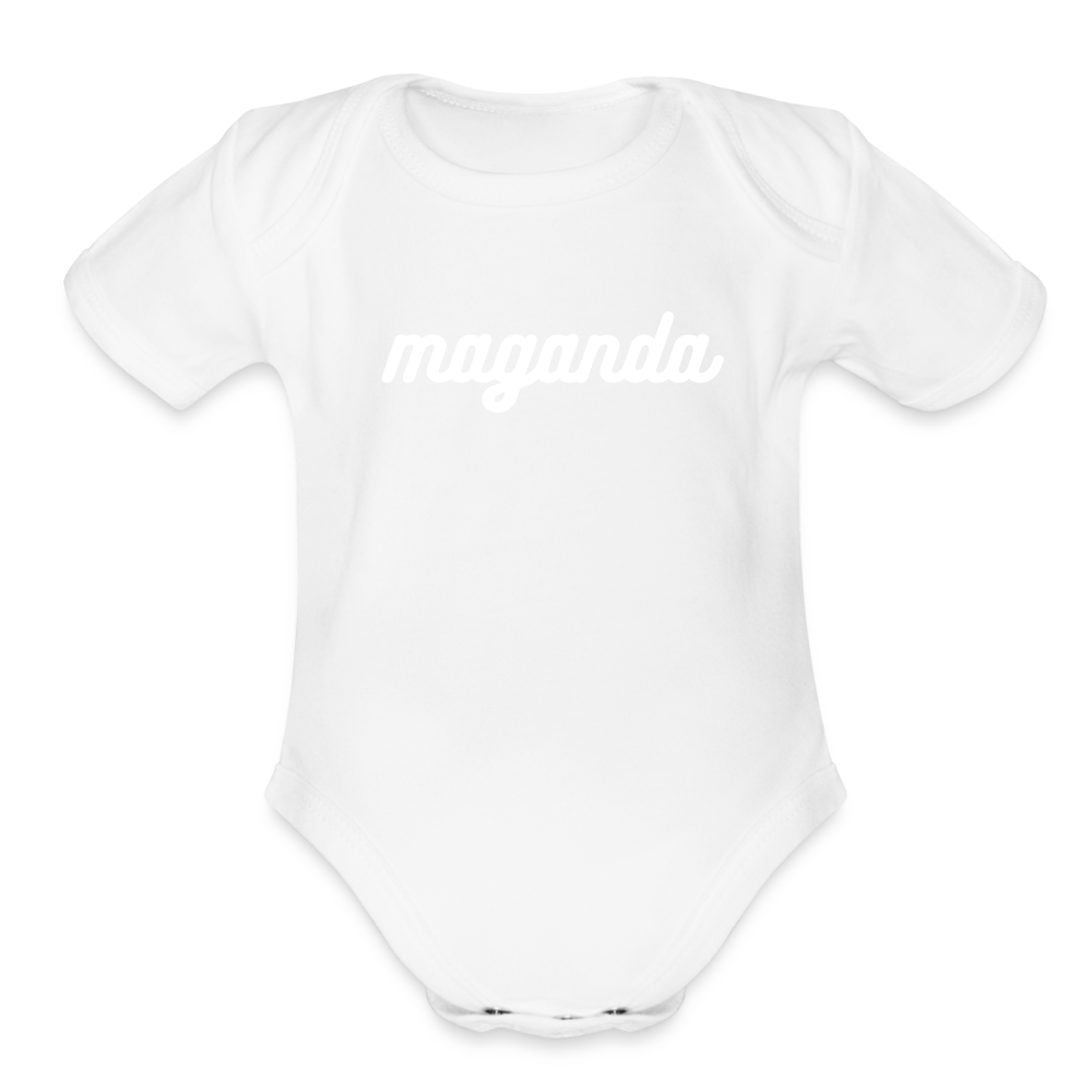 Maganda Girls Organic Short Sleeve Baby Bodysuit - white
