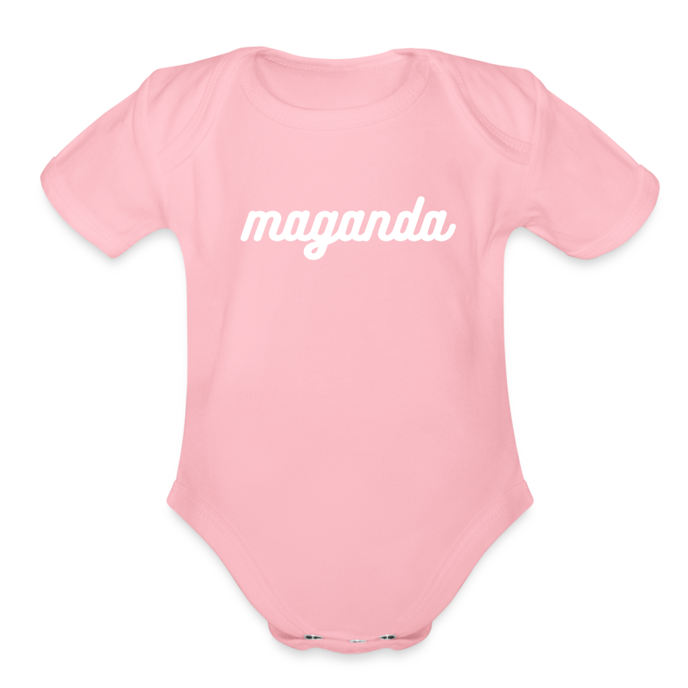 Maganda Girls Organic Short Sleeve Baby Bodysuit - light pink