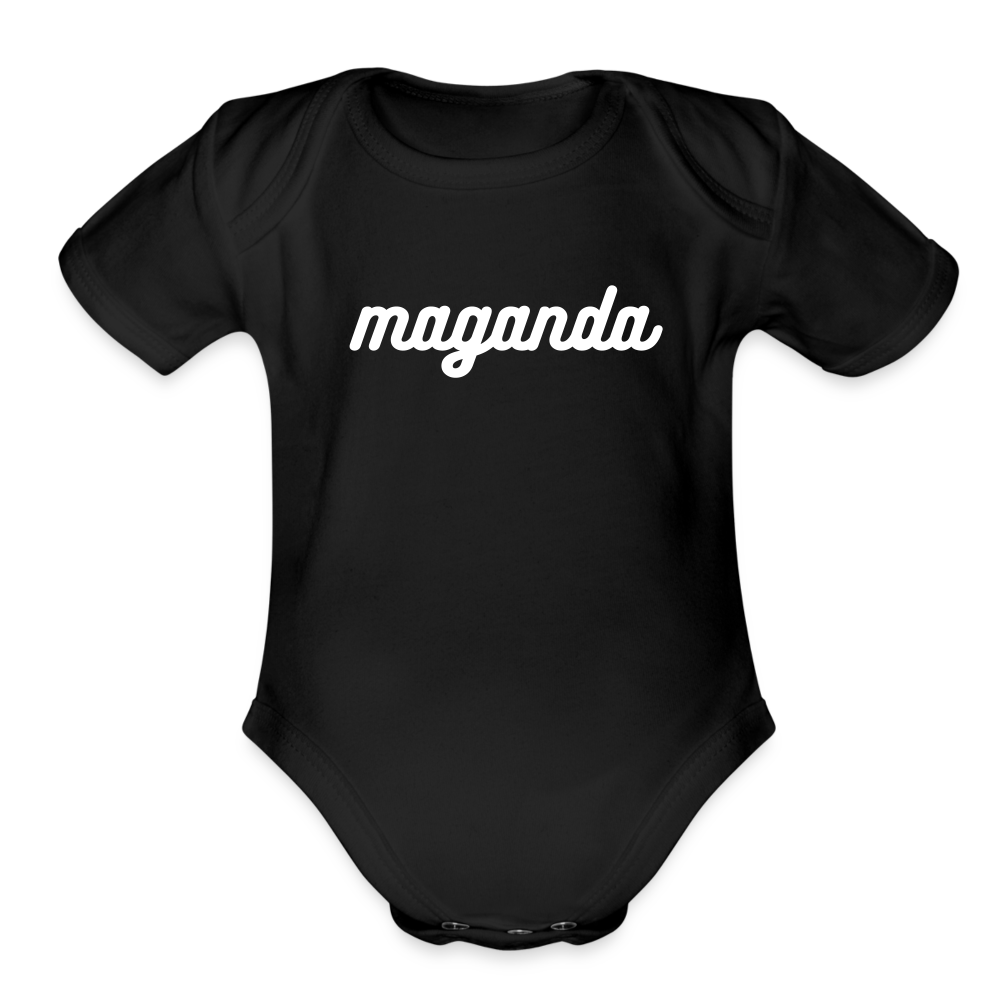Maganda Girls Organic Short Sleeve Baby Bodysuit - black