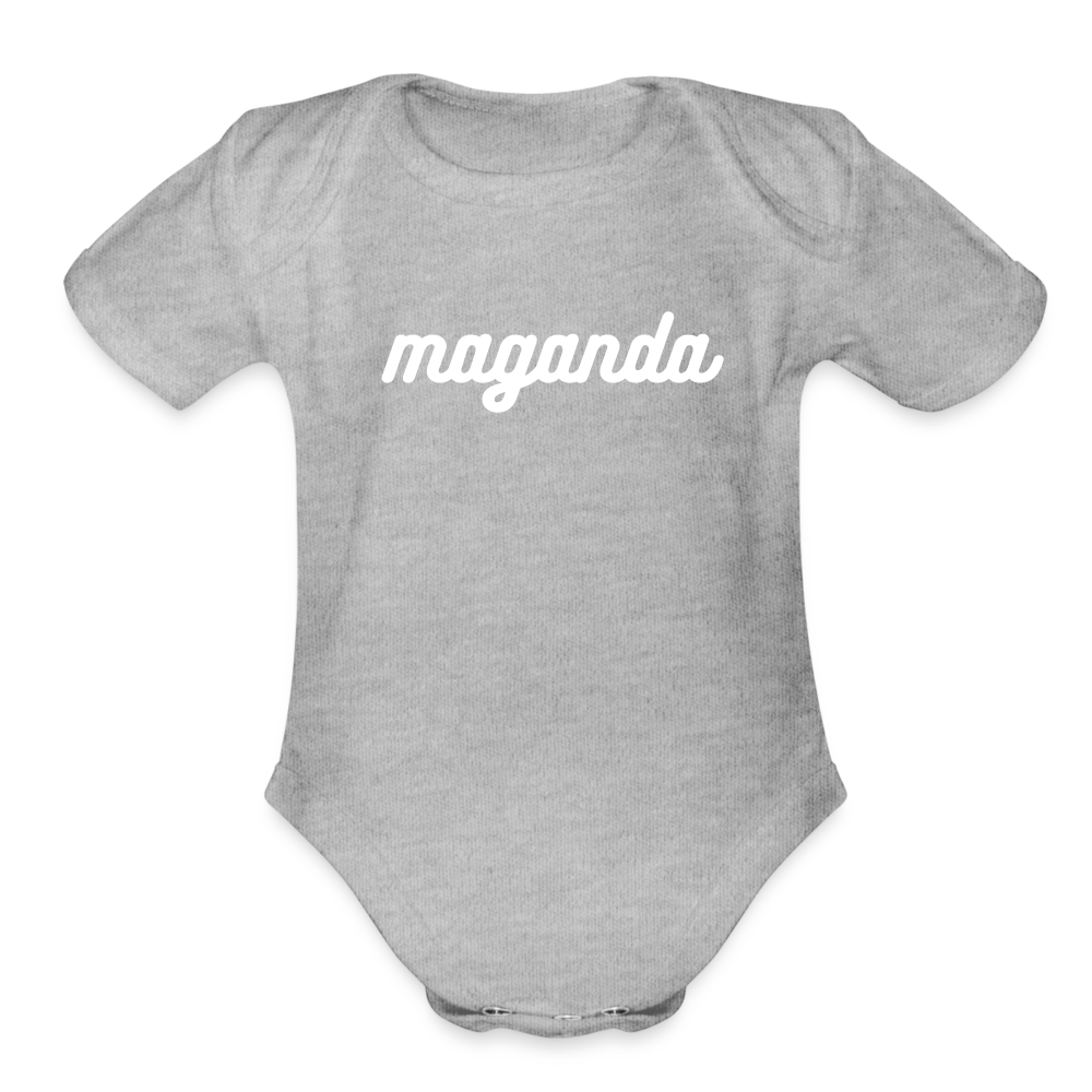 Maganda Girls Organic Short Sleeve Baby Bodysuit - heather grey