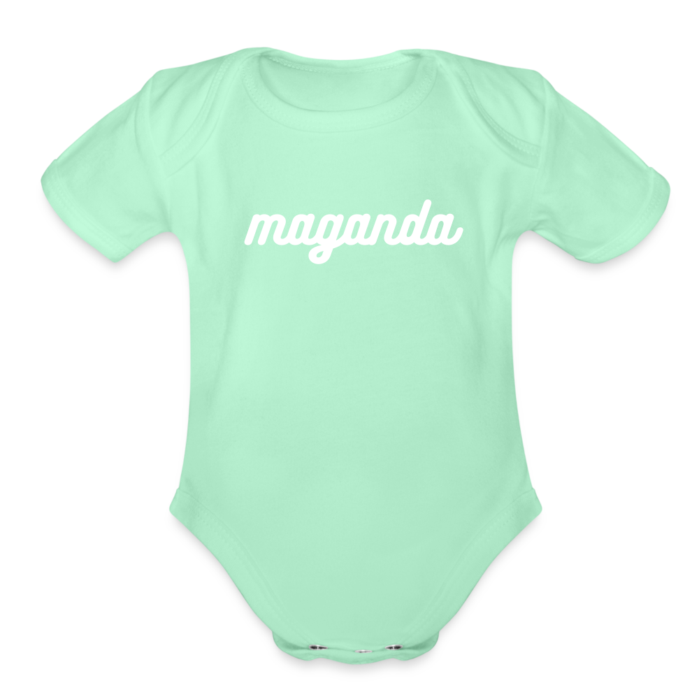 Maganda Girls Organic Short Sleeve Baby Bodysuit - light mint