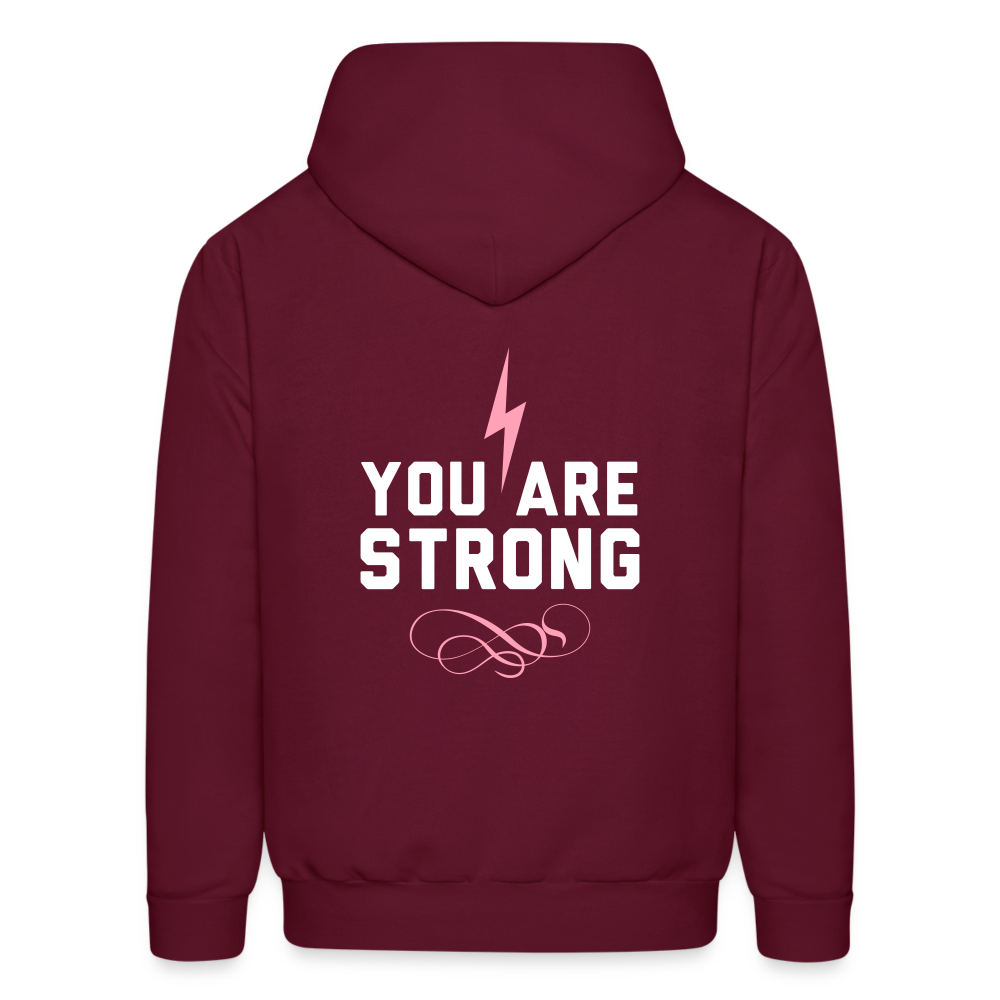 You Are Strong Bolt Hoodie - burgundy