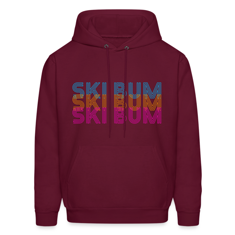 Ski Bum Neon Men's Hoodie - burgundy
