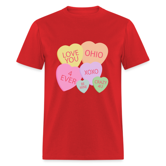Candy Hearts Unisex Classic T-Shirt - red