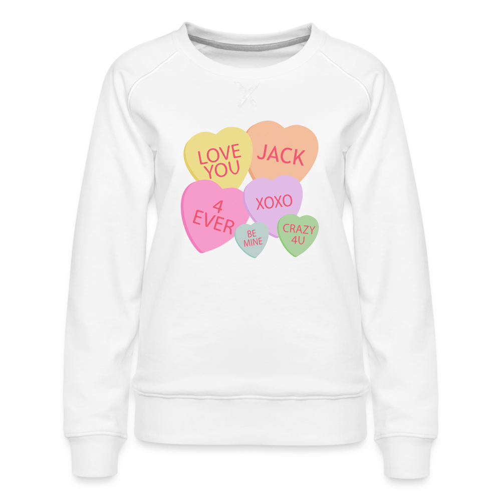 Candy Hearts Personalized Women’s Premium Sweatshirt - white