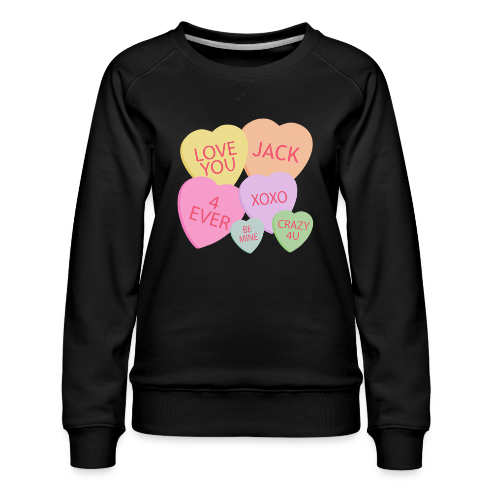 Candy Hearts Personalized Women’s Premium Sweatshirt - black