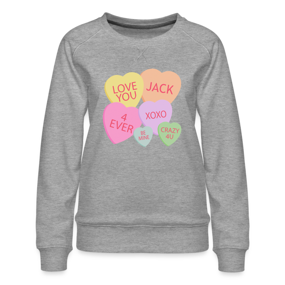 Candy Hearts Personalized Women’s Premium Sweatshirt - heather grey