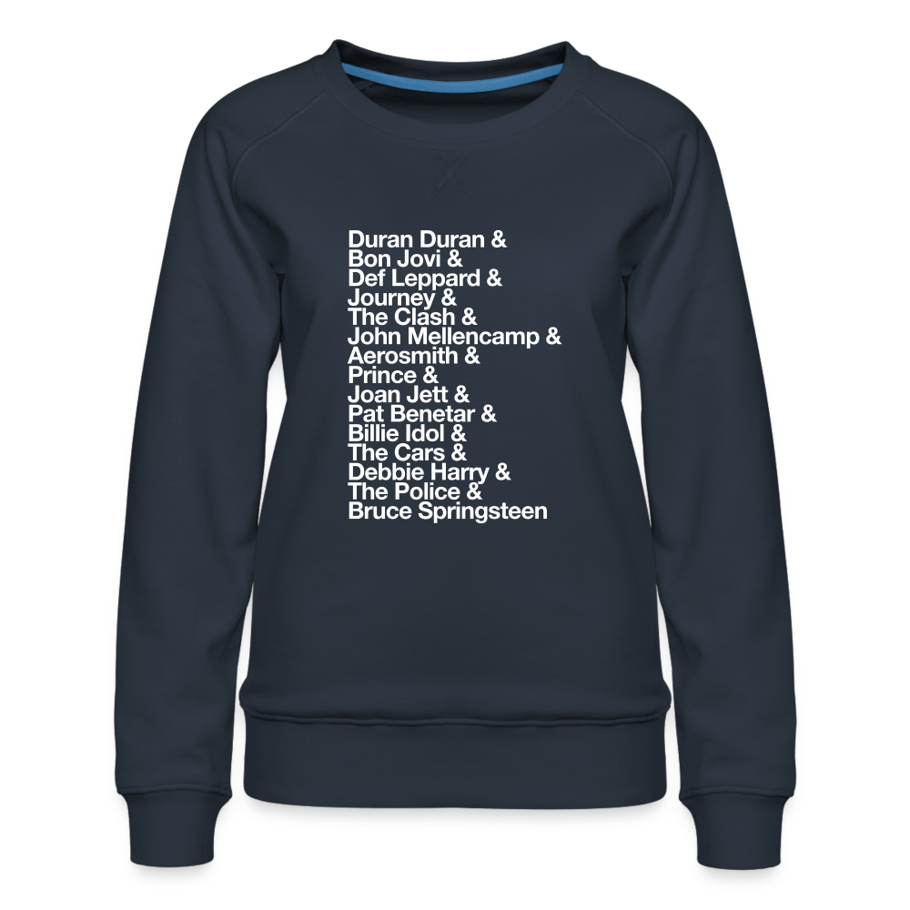 80s Rock Bands Women’s Premium Sweatshirt - navy