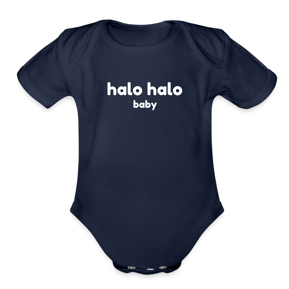 Halo Halo Baby Organic Short Sleeve Baby Bodysuit - dark navy