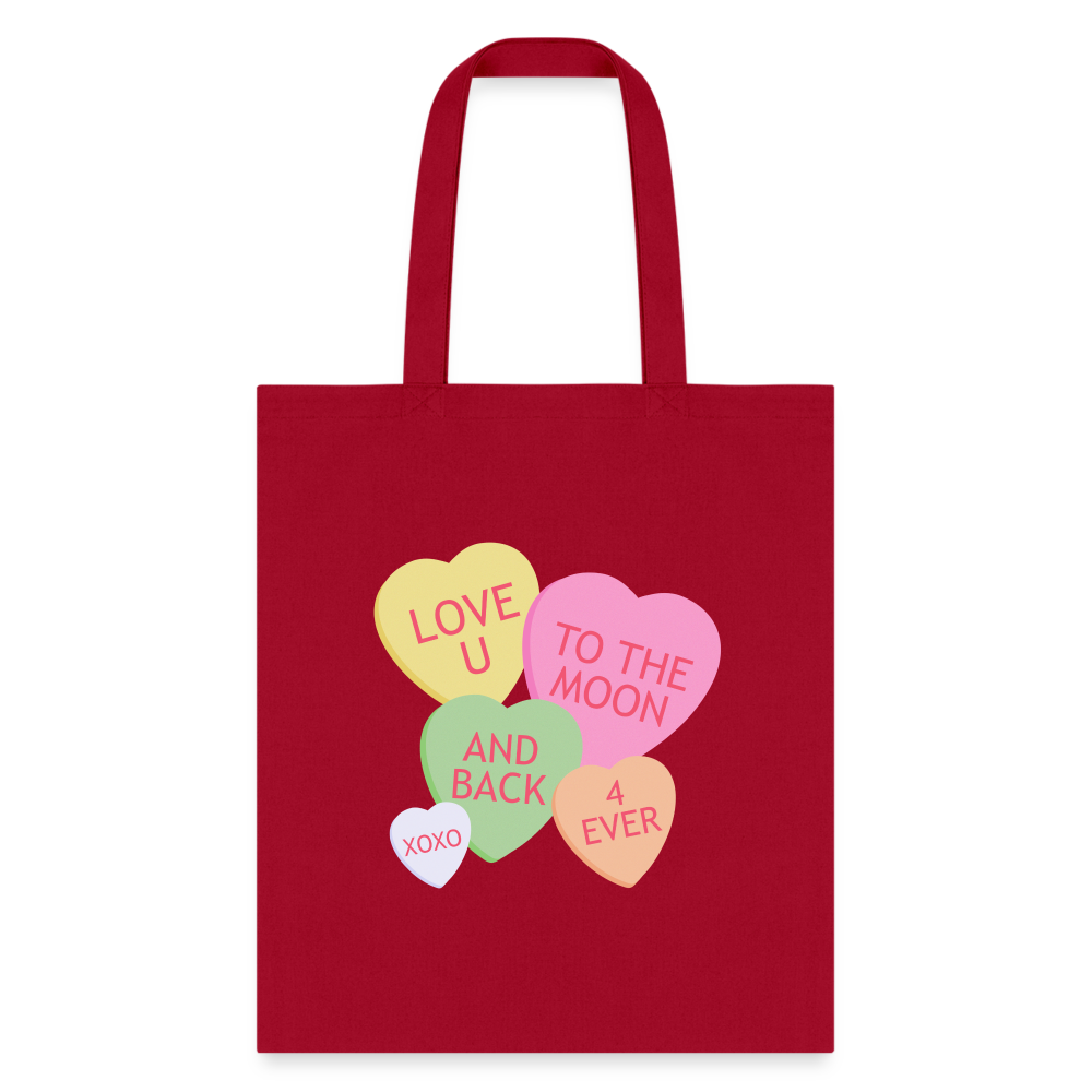 Love to The Moon and Back Tote Bag - red